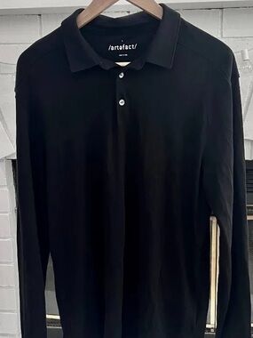 Black Long-Sleeve Polo Shirt